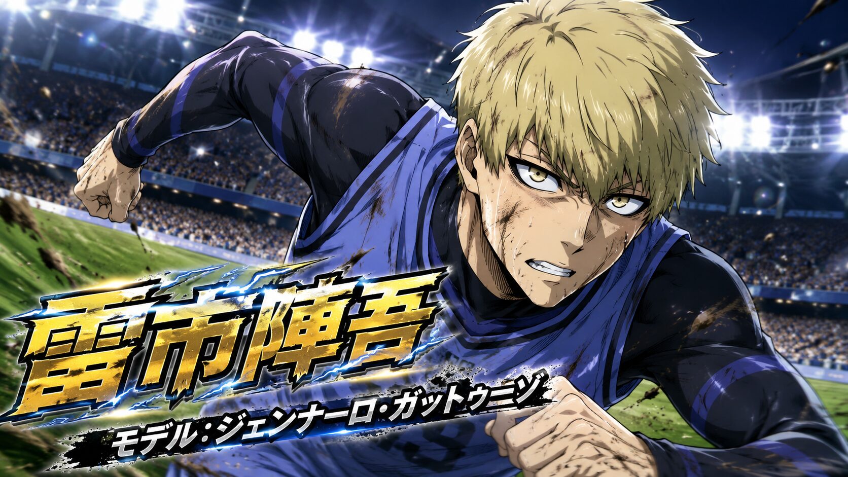 ブルーロック 雷市陣吾 モデル ジェンナーロ・ガットゥーゾ ワールドカップ風イラスト